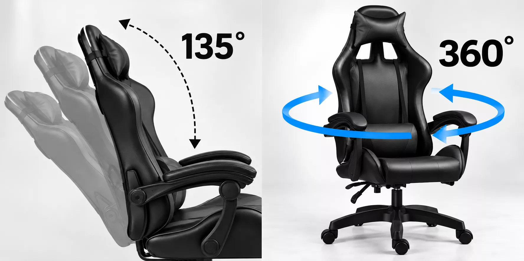 כסא גיימינג איכותי NINJA EXREME דגם PRO4 עם גב גבוה בצבע שחור מתצוגה ועודפים