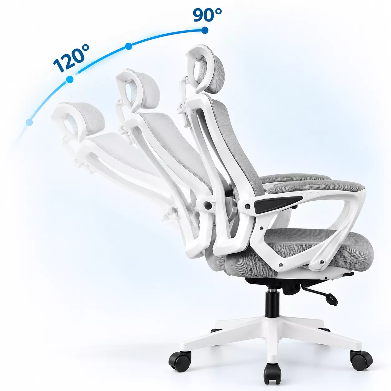 כסא מנהלים יוקרתי עם הדום נשלף דגם XP-50 צבע לבן אפור מתצוגה ועודפים