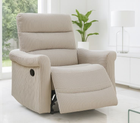 כורסת טלוויזיה מרופדת עם ריקליינר נשלף דגם EasyComfort צבע בז' מתצוגה ועודפים my-office