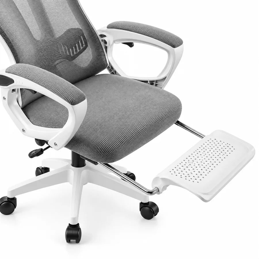 כסא מנהלים יוקרתי עם הדום נשלף דגם XP-50 צבע לבן אפור ***במכירה מוקדמת 21 ימי עסקים