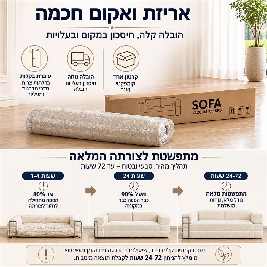 ספה אלגנטית נפתחת למיטה דגם HARMONY מתצוגה ועודפים