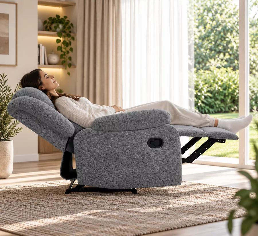 כורסת טלוויזיה ריקליינר דגם COMFORT צבע אפור כהה מתצוגה ועודפים