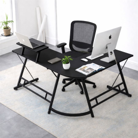 עמדת מחשב פינתית רחבה דגם DYNAMIC צבע שחור מתצוגה ועודפים my-office