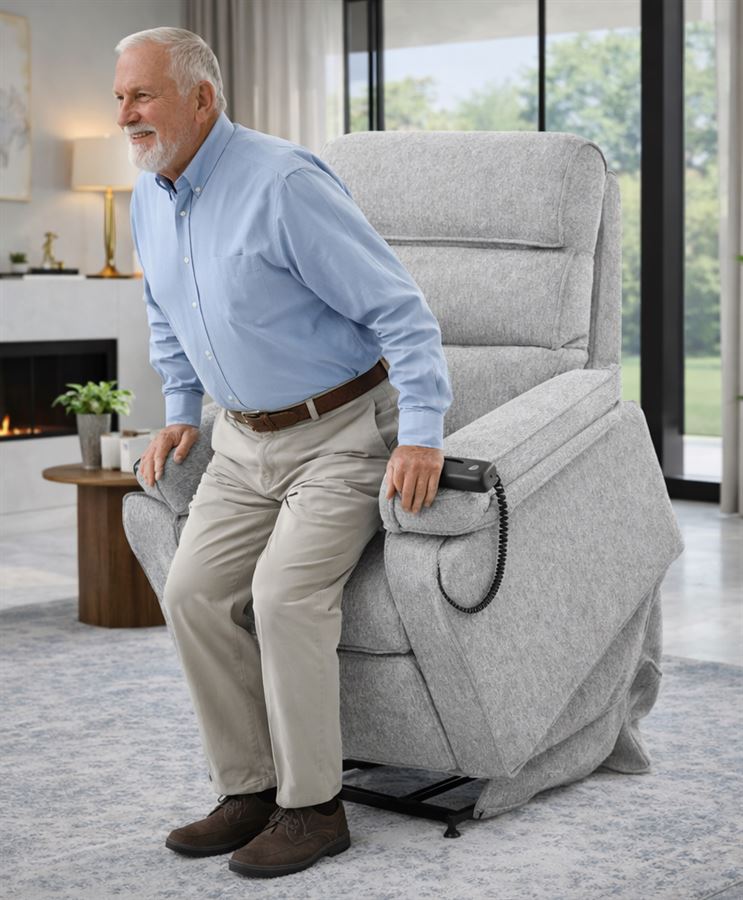 כורסת קימה חשמלית COMFY EASY LIFT צבע אפור בהיר מתצוגה ועודפים