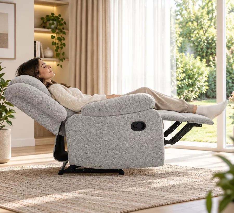 כורסת טלוויזיה ריקליינר דגם COMFORT צבע בז' מתצוגה ועודפים