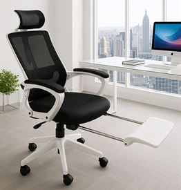 כסא מנהלים יוקרתי עם הדום נשלף דגם XP-50 צבע לבן שחור במכירה מוקדמת 21 ימי עסקים my-office