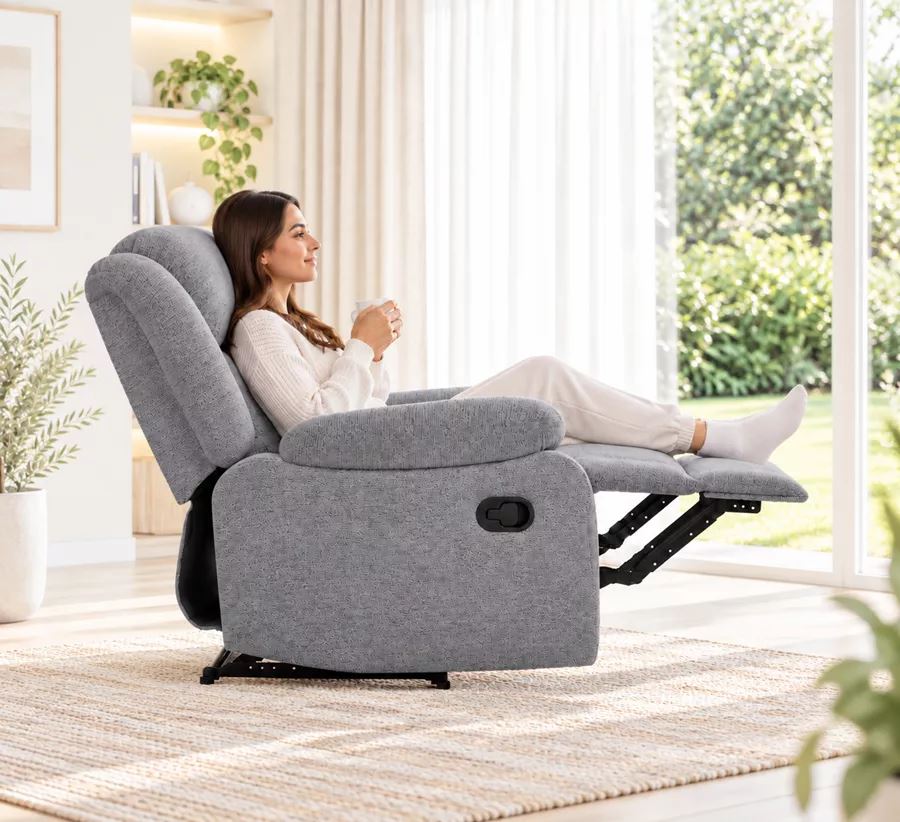 כורסת טלוויזיה ריקליינר דגם COMFORT צבע אפור כהה מתצוגה ועודפים