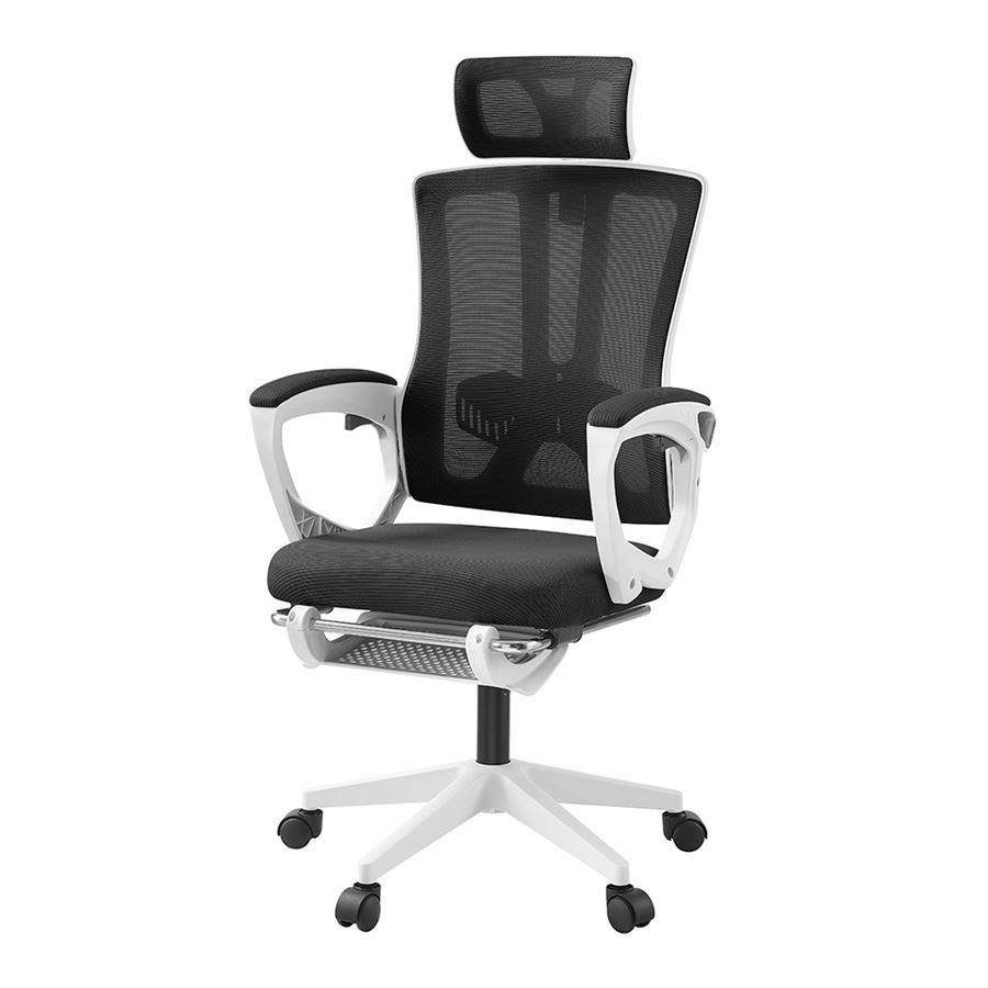 כסא מנהלים יוקרתי עם הדום נשלף דגם XP-50 צבע לבן שחור מתצוגה ועודפים