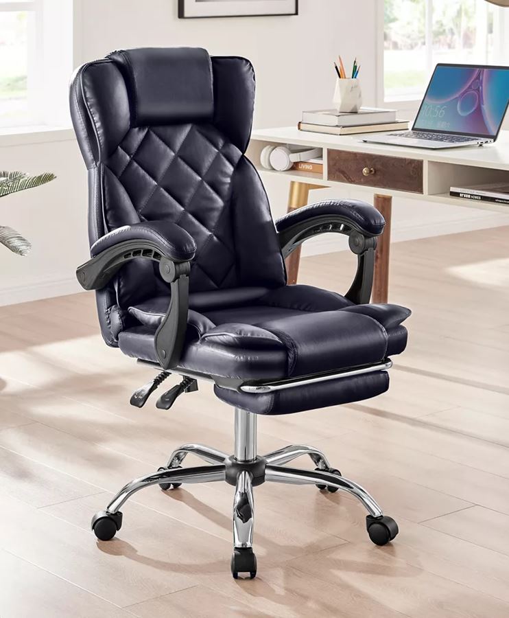 כסא מנהלים מרופד דגם LEONARDO עם הדום נשלף צבע שחור במכירה מוקדמת 21 ימי עסקים