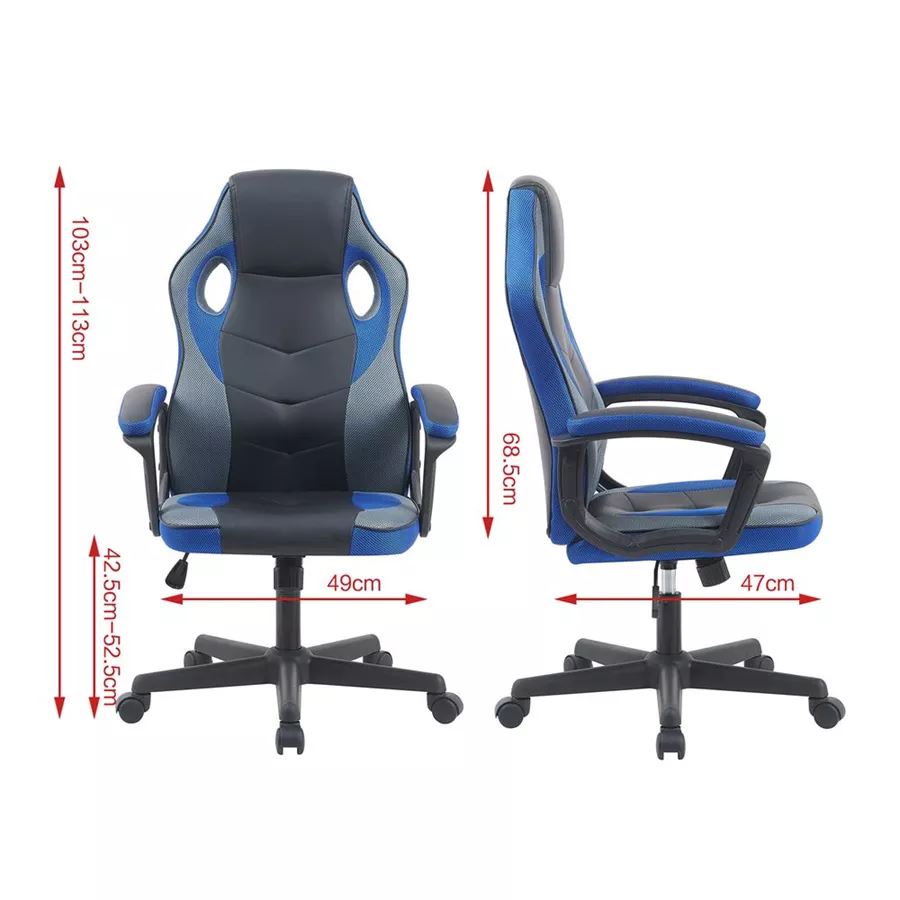 כסא גיימינג דגם Gamer צבע שחור כחול מתצוגה ועודפים