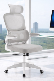 כסא מנהלים עם משענת גב וידיות מתכווננות דגם XP-40 צבע אפור לבן במכירה מוקדמת 14 ימי עסקים my-office