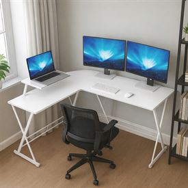 עמדת מחשב פינתית רחבה דגם DYNAMIC צבע לבן מתצוגה ועודפים my-office