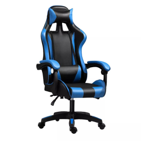 כסא גיימינג איכותי דגם PRO4 עם גב גבוה בצבע שחור כחול מתצוגה ועודפים my-office